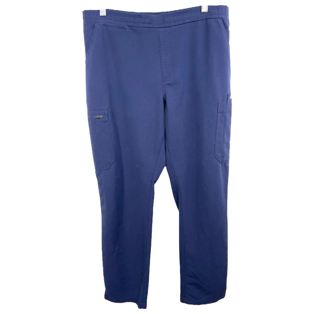 FIGS Large Scrub Pants Navy Blue Elastic Waist Cargo Pocket Medical Uniform 1426